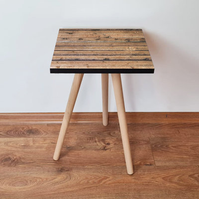 Table d'appoint moderne avec pieds en bois de hêtre, brun clair et brun, 13,8 po x 16,5 po x 13,8 po | Fabrication 100% bois aggloméré, épaisseur: 0,7 po | Design scandinave, élégant et fonctionnel pour le salon et la chambre à coucher