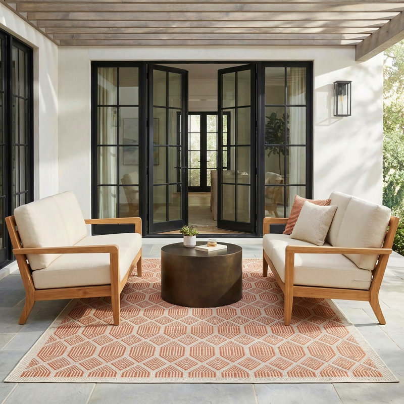 Liguria Rapallo Umber Indoor/Outdoor Area Rug, Umber, 9'0" x 12'1"