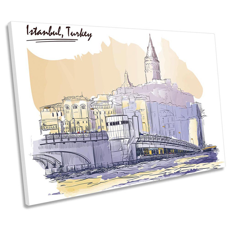 Z6116 Istanbul Turkey City Sketch - Wrapped Canvas Print, 30.5cm H x 45.7cm W