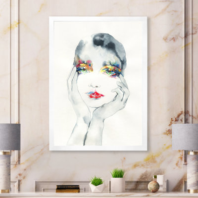 Portrait rétro d'une femme avec des lèvres rouges II - œuvre d'art sur toile glamour