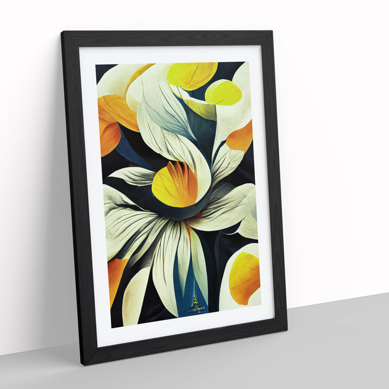 XC1022-378X Abstract Painting Flowers No.5 1 Piece Wall Art on Canvas, 64cm H x 46cm W x 3cm D, Black Framed