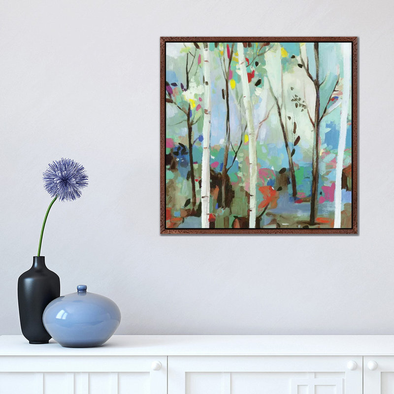 Birchwood Forest 1 Piece Painting on Canvas, 45.72 cm H x 45.72 cm W, Classic Brown Wood Framed Canvas