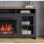 Meuble télé 74 po pour téléviseur de 85 po ou moins, assemblage minimal, finition noire et whisky