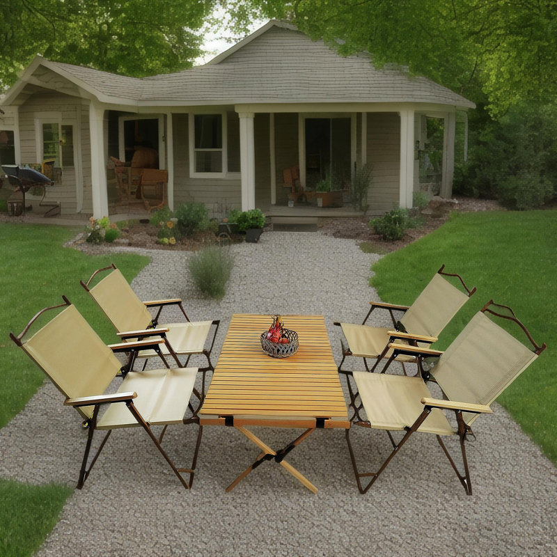 Multi-Function Foldable And Portable Dining Set, 1 Dining Table & 4  Folding Chairs