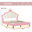 Cadre de lit avec lumières DEL, lit double pour filles avec couronne Princess, cadre de lit tapissier en velours avec tête de lit réglable, pas de sommier tapissier requis-2083752671