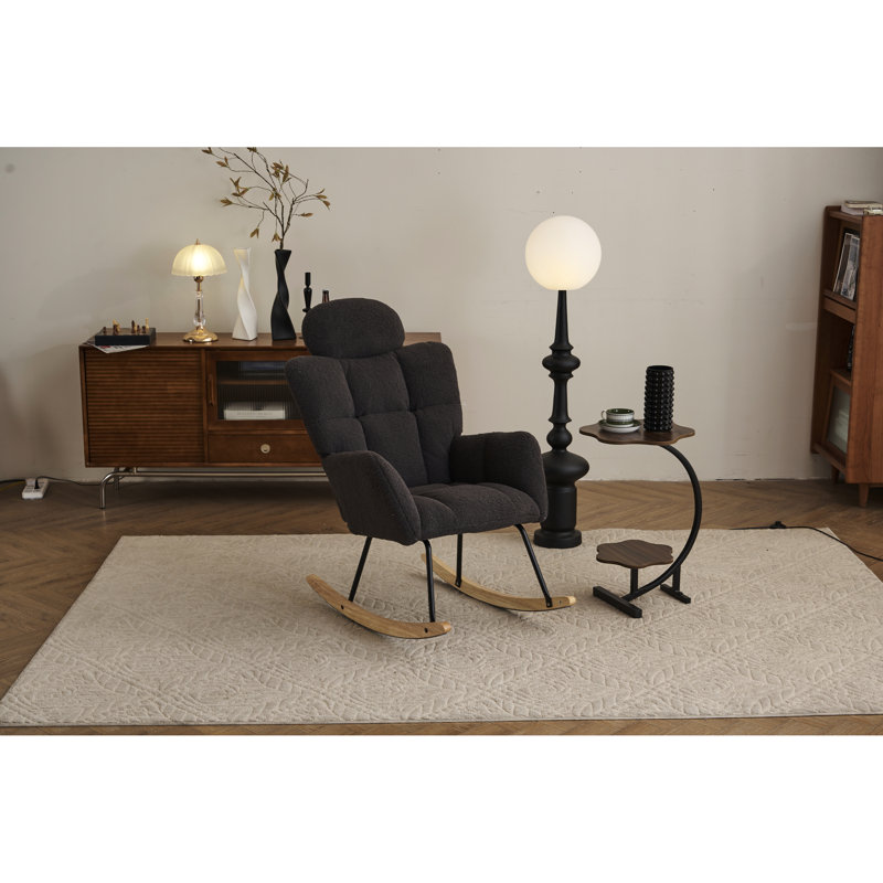 Chaise berçante avec dossier haut Yisroel, Gris foncé