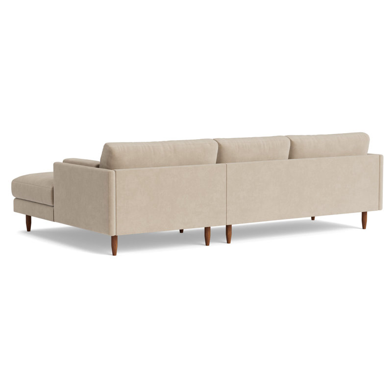 Skinny Fat Chaise Sectional, Velvet - Beige, Right Hand Facing