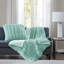 Jeté en fourrure frangée turquoise 50 x 60 po-23352289