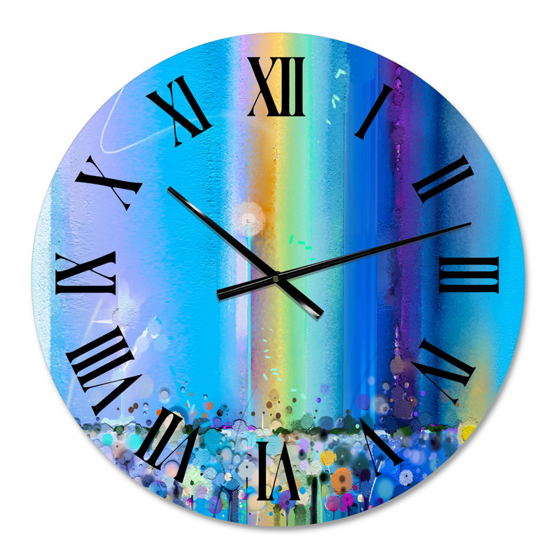Bleu ciel abstrait paysage II - horloge murale moderne, Petit