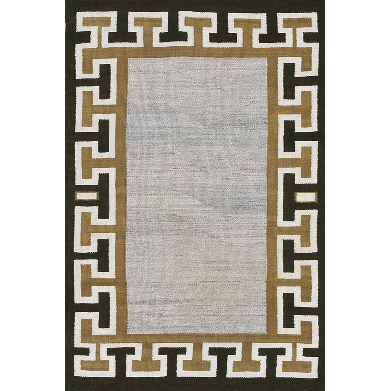 Antique Greek Key Running Dog Design Native American Navajo Flat Weave Rug