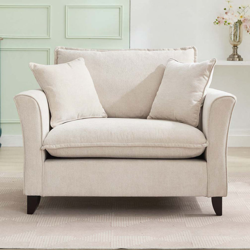 Fauteuil surdimensionné en chenille 46,9 po, Crème, crème