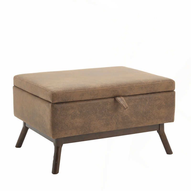 Banc de rangement Mid-Century, Tissu café