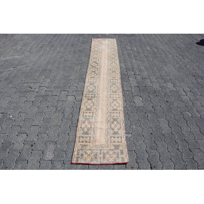 Tapis de couloir rétro vintage en patchwork turc beige pour les escaliers, la cuisine et la maison