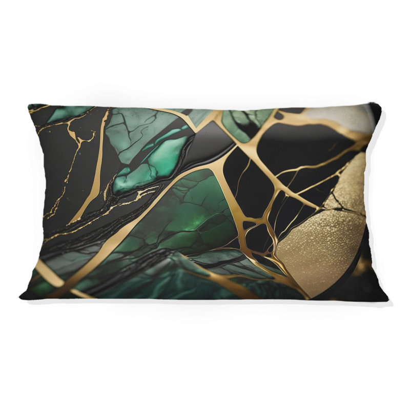 Abstract Geode Green III - Abstract Marble Printed Throw Pillow