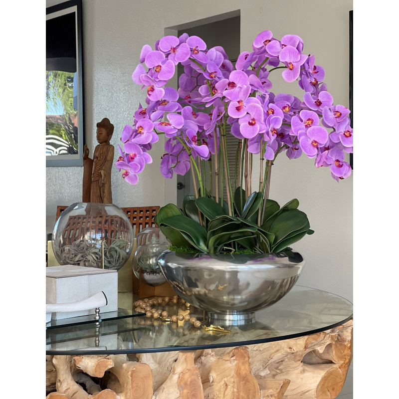 Orchid Floral Arrangement in Planter, Light Purple