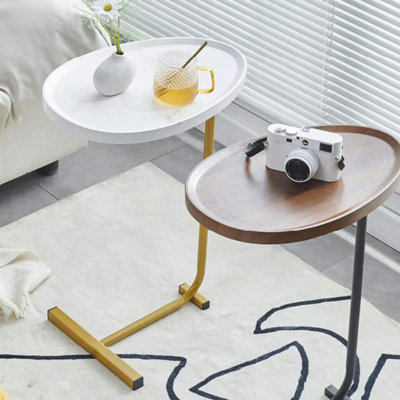 2-Piece White C-Shaped Side Tables-Compact Metal End Tables for Sofa & Bed, Space-Saving Design with Durable Steel Frame