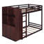 Lit superposé simple avec tiroirs de rangement, étagères et éclairage DEL, unité de rangement réversible, couleur espresso-1014397936
