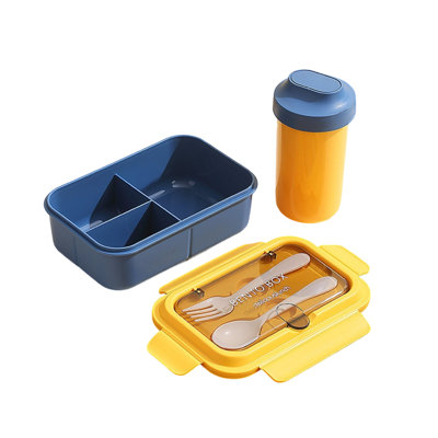 PP meal boxs Light Lunch Box With High Inner Double Layered Compartment Lunch Box With Fork Spoon Convenient Microwave Lunch Box