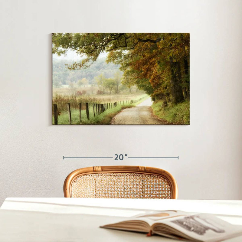 Automne sur une route de campagne, H 16 po x l 24 po