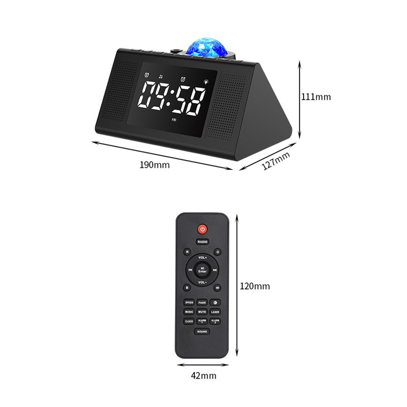 Veilleuse projecteur d'étoiles multifonctionnelle avec réveil, haut-parleur Bluetooth et musique avec bruit blanc pour chambre d'enfant ou d'adulte