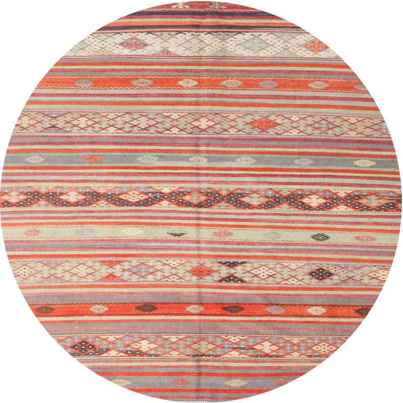 Tapis rouge à motif sud-ouest, Rond 8 pi