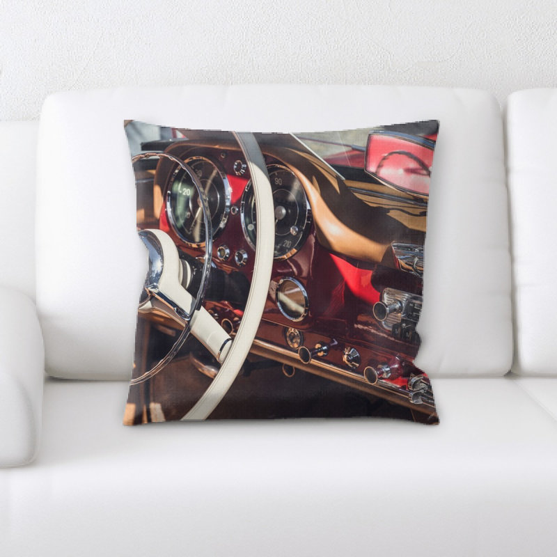 Steering Wheel Microsuede Reversible Throw Pillow