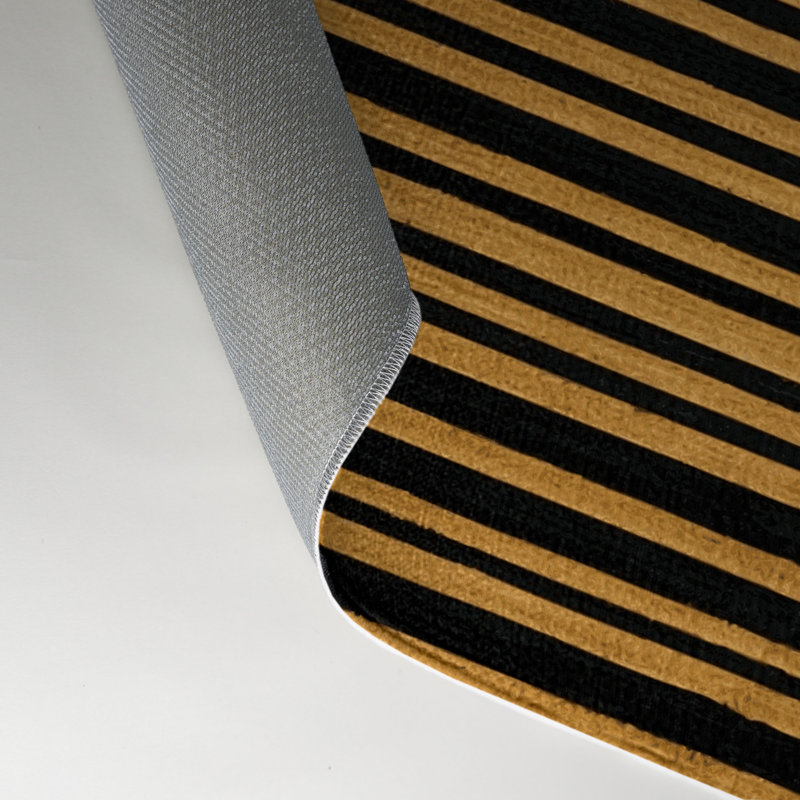Tapis intérieur / extérieur brun HorizontalStripes, Rectangulaire 3 pi x 5 pi