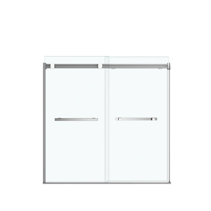 Porte de baignoire à dérivation de 56 mm x 56 po x 59 po x 59 po Duel pour installation en alcôve avec verre transparent en chrome et blanc mat