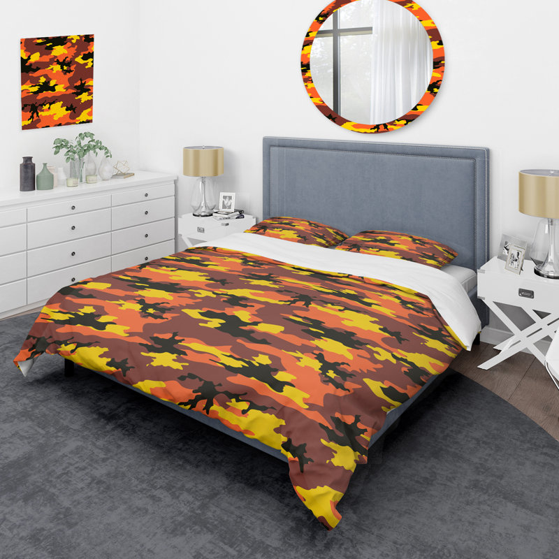 Ensemble de housse de couette en microfibre orange / jaune 3 pièces