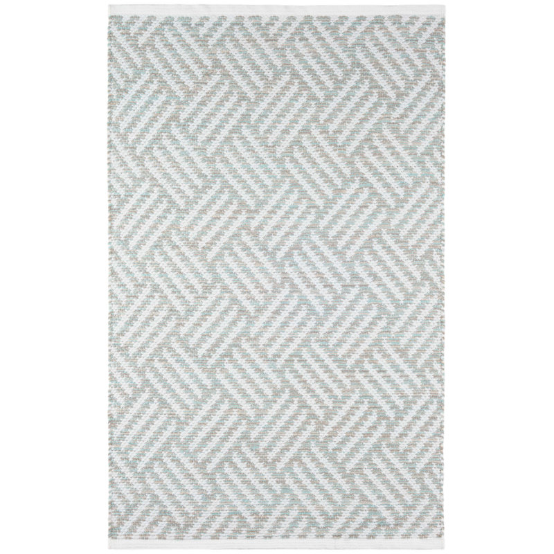 Crisscross Handwoven Indoor/Outdoor Rug, Rectangle 2' x 3', Ocean/White 