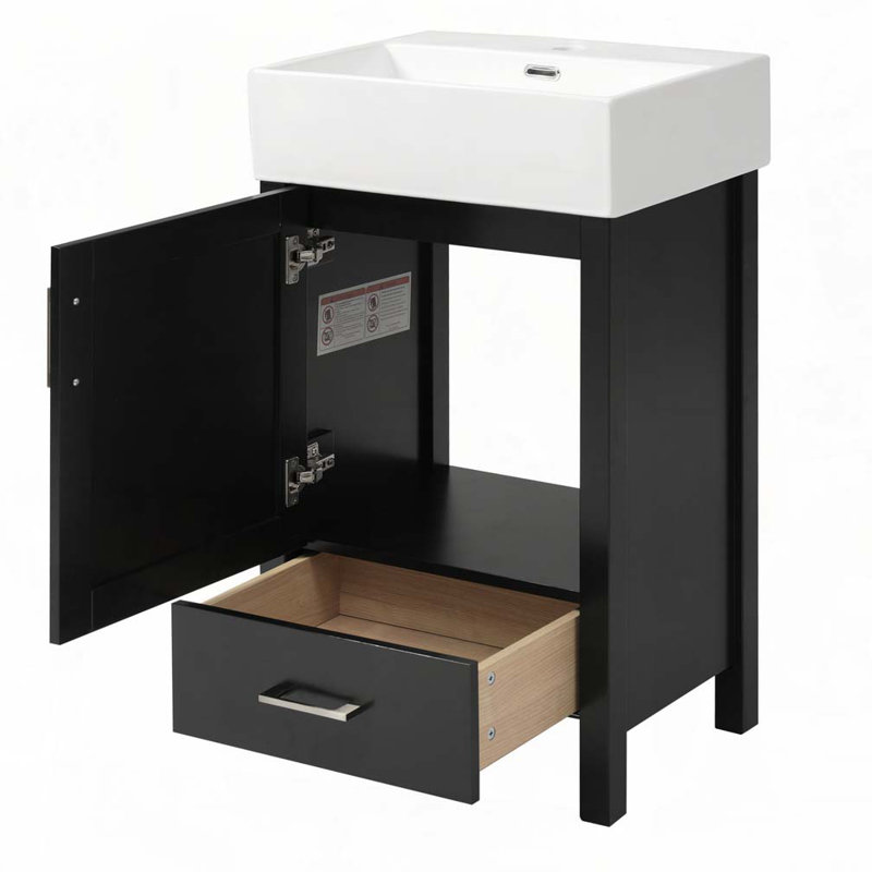Bathroom Vanity with Ceramic Sink, Black
