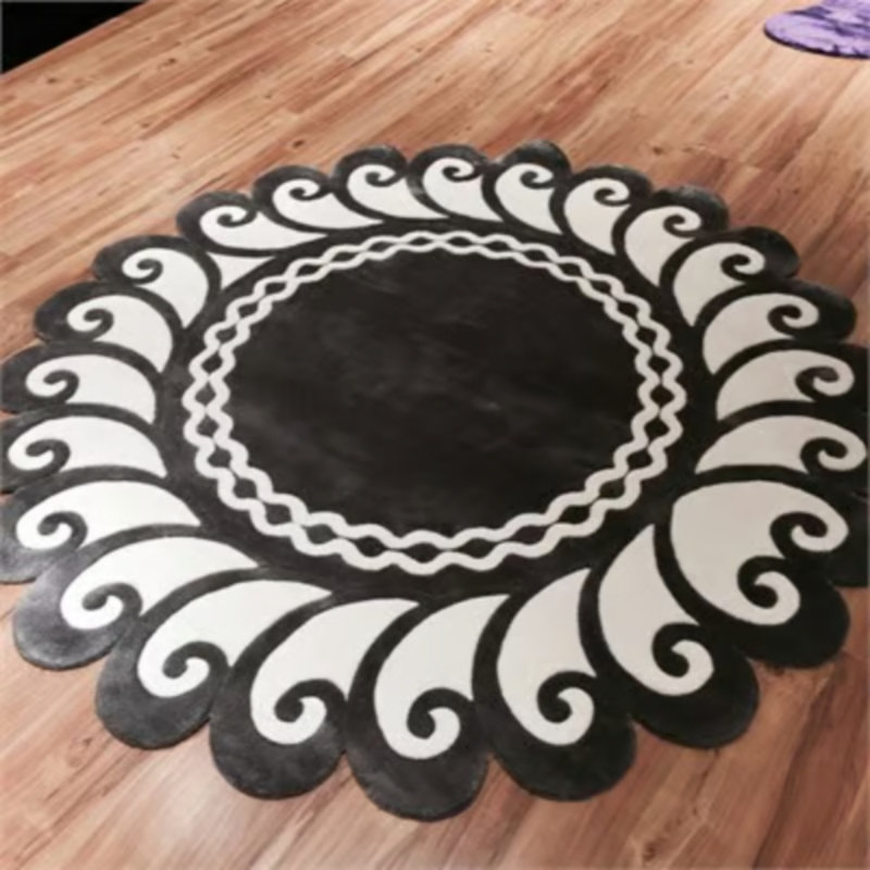 Viscose Striped Indoor Rug, Round 4'11"