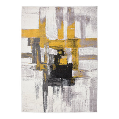 Doucette Abstract Ivory/Gold/Gray Area Rug