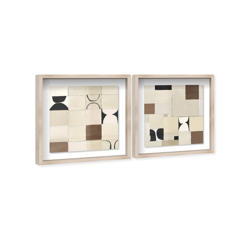Boho Tiles Set by Oliver Gal, 41.5" H x 41.5" W, Natural Oak Shadowbox
