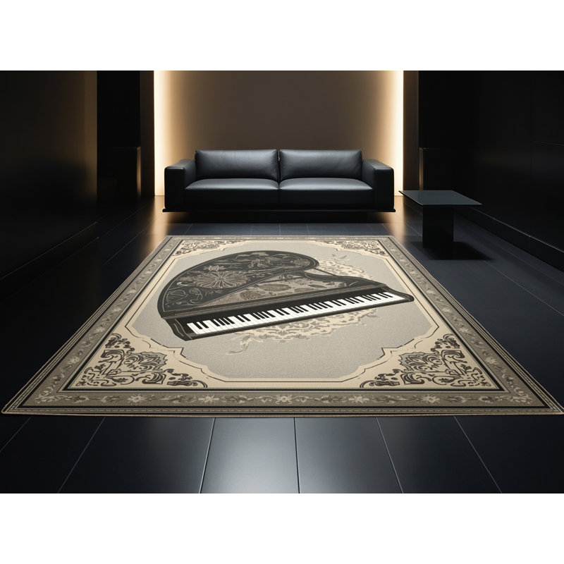 Tapis oriental beige classique lavable à la machine Osnas, 7x9