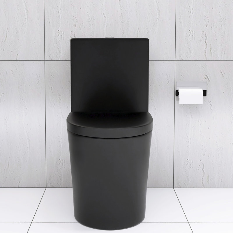 Dual Flush Matte Black Toilet, 1.1/1.6 , Easy Porcelain Surface Modern Flush, Construction For Long-Term Use, Matte Black