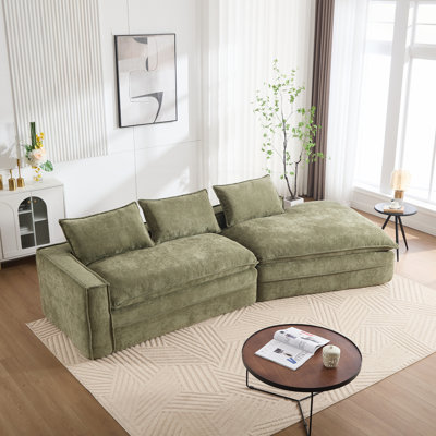 Modern Minimalist Modular Sectional Sofa, Upholstered Cloud Couch with Deep Seats, Right Facing Chaise for Living Room