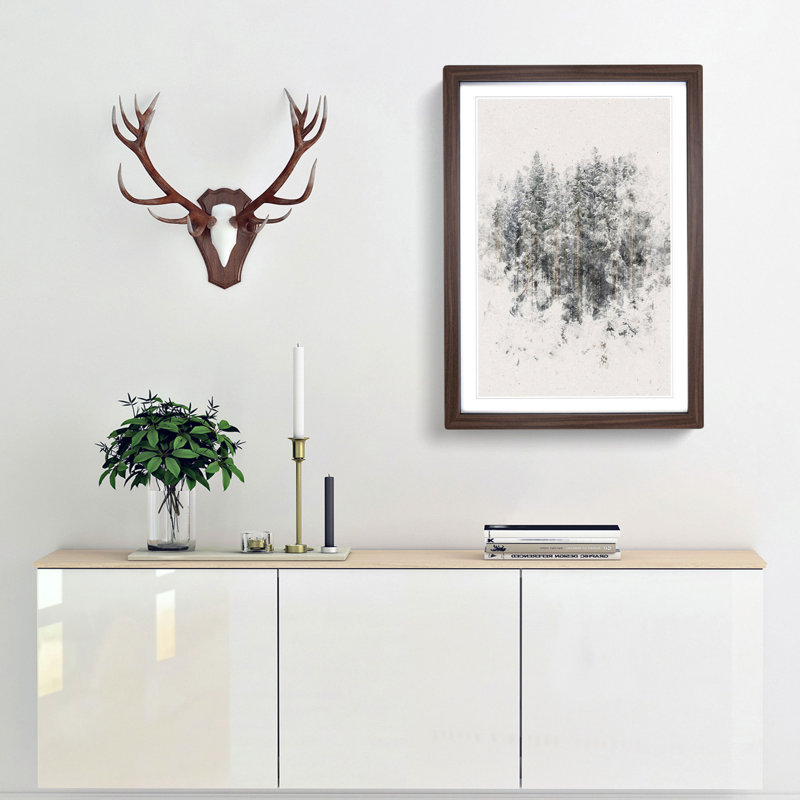 View of a Winter Forest - Picture Frame Painting Print, 63cm H x 45cm W x 2cm D, Walnut Framed