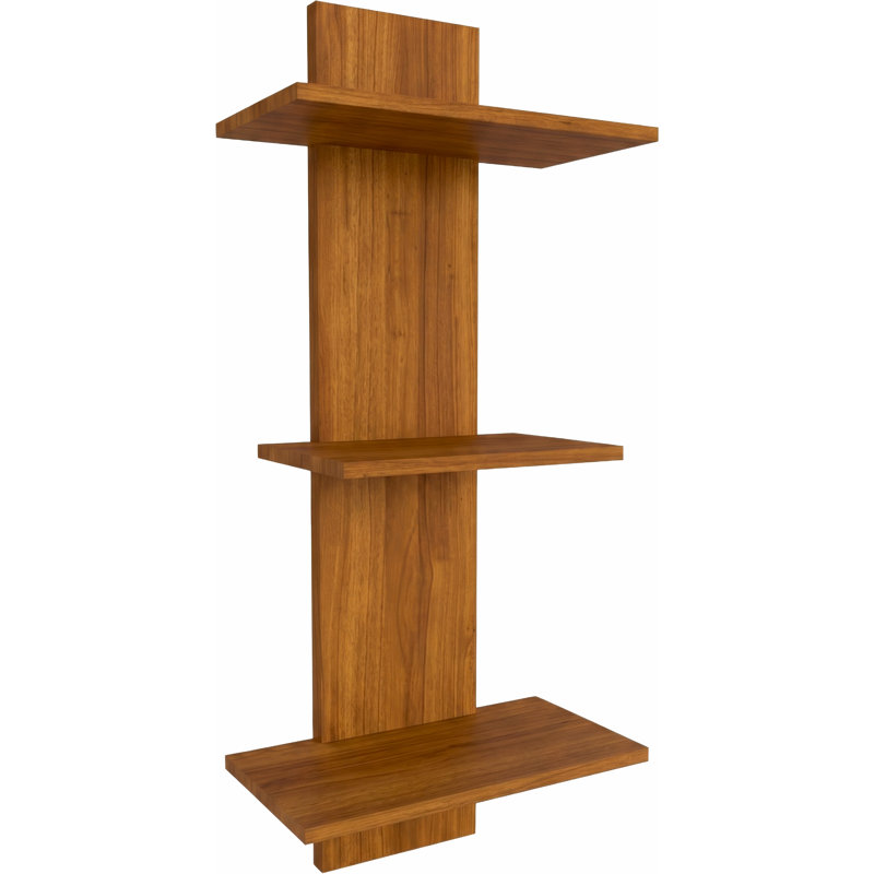 Manada Three-Tier Teak Wall Shelf, Teak Oil