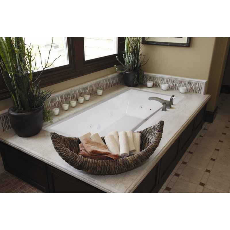 Eileen 86'' x 50'' Whirlpool Bathtub, White, Satin Brass