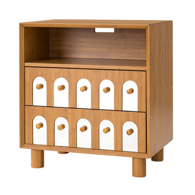Tall Modern Nightstand With Charging Station,Bedside Table Whit 2 Storage Drawers, Large Mid Century End Table For Bedroom, Living Room by George Oliver