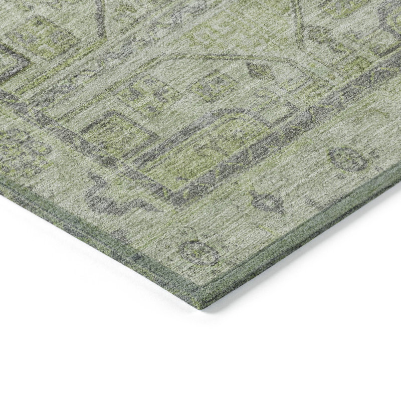 Machine Washable Indoor/Outdoor Xhevrie Aloe Rug, Runner 2'3" x 7'6"