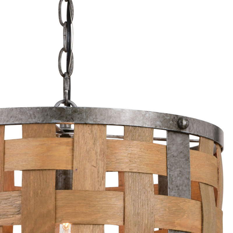 Ogrady 1 - Light Vintage Steel And Distressed Wood Single Pendant