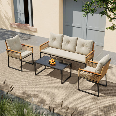 Rectangle 5 - Piece 4 - Person 90Cm L Table Set