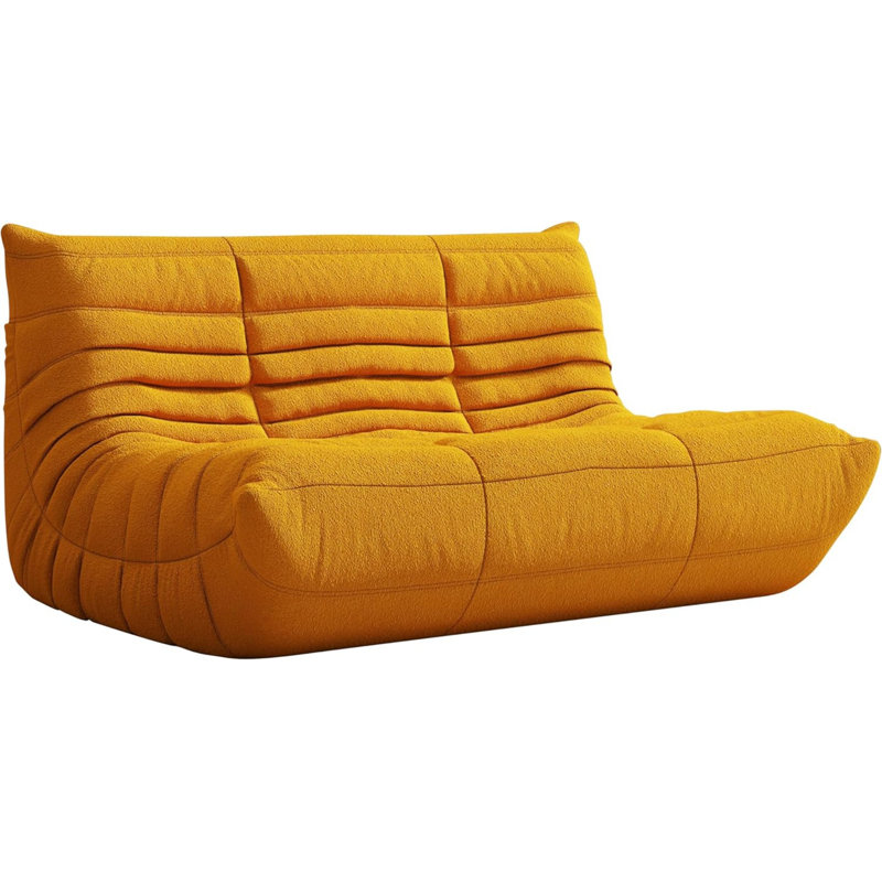 Canapé 3 places à accoudoirs sans accoudoirs, Jaune, 29.5" H x 53.14" W x 40.5" D