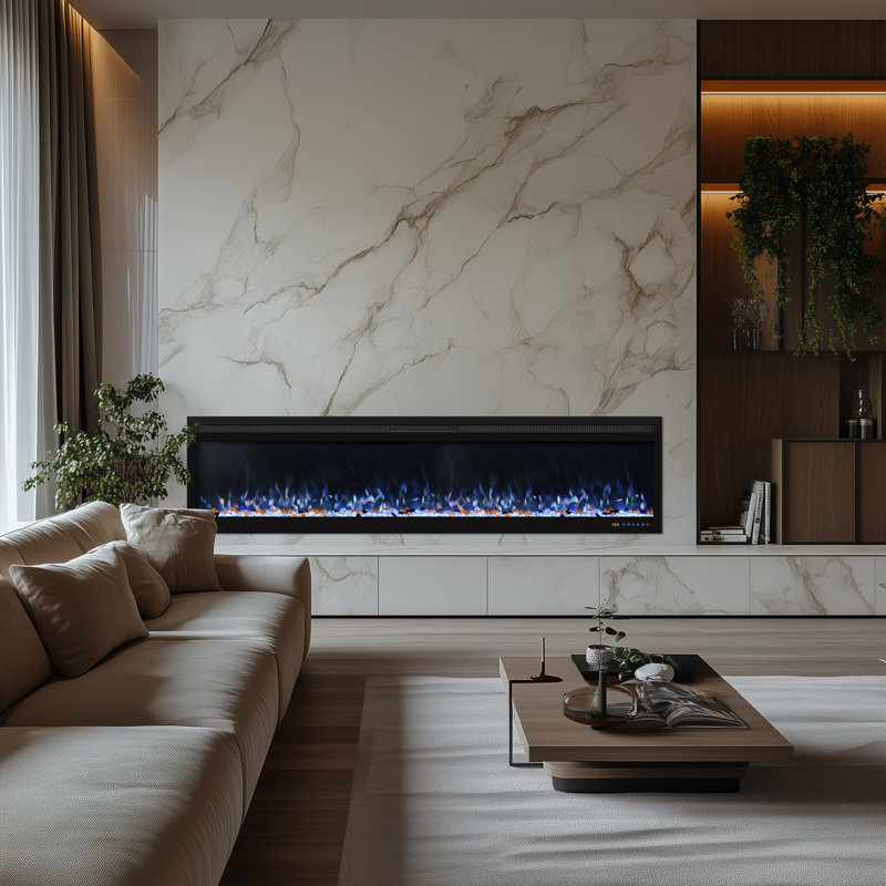 Electric Fireplace, 17.7" H x 72" W x 6.6" D