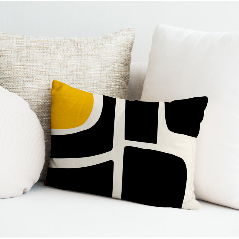 Coussin intérieur / extérieur en polyester filé Banksy, Jaune, H 14 po x l 20 po