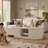 White Modern Extendable Coffee Table with Storage - Light Luxury Oval Living Room Center Table (47.24" to 61" Stretching/Contracted Form)