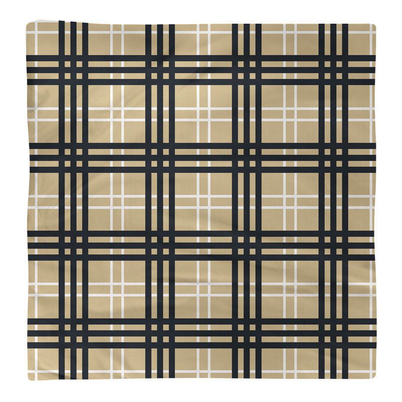 Plaid Square Napkin, Old Gold/White/Black, 22" x 22", Cotton