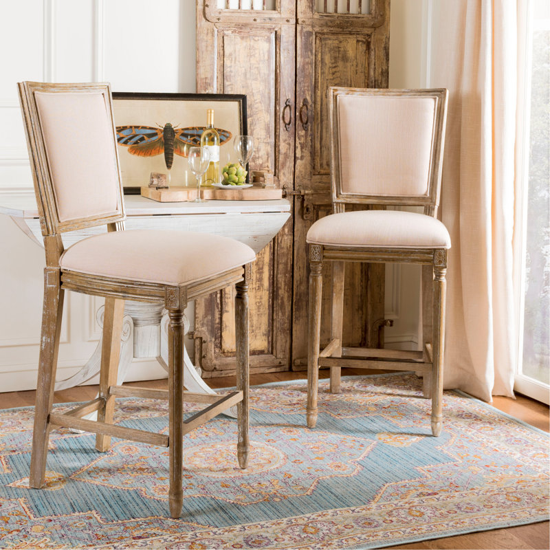 Tabouret de comptoir et de bar, Bleu marine / cadre crème, Tabouret de bar (siège d'une hauteur de 30 po)